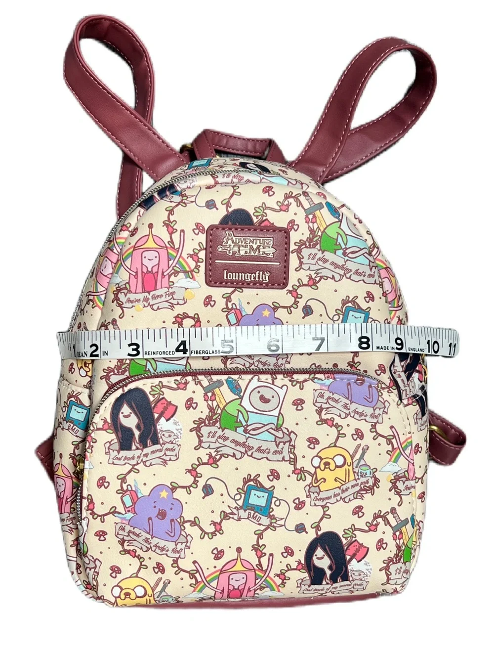 Loungefly Adventure Time Character Backpack Cream with Burgundy Trim